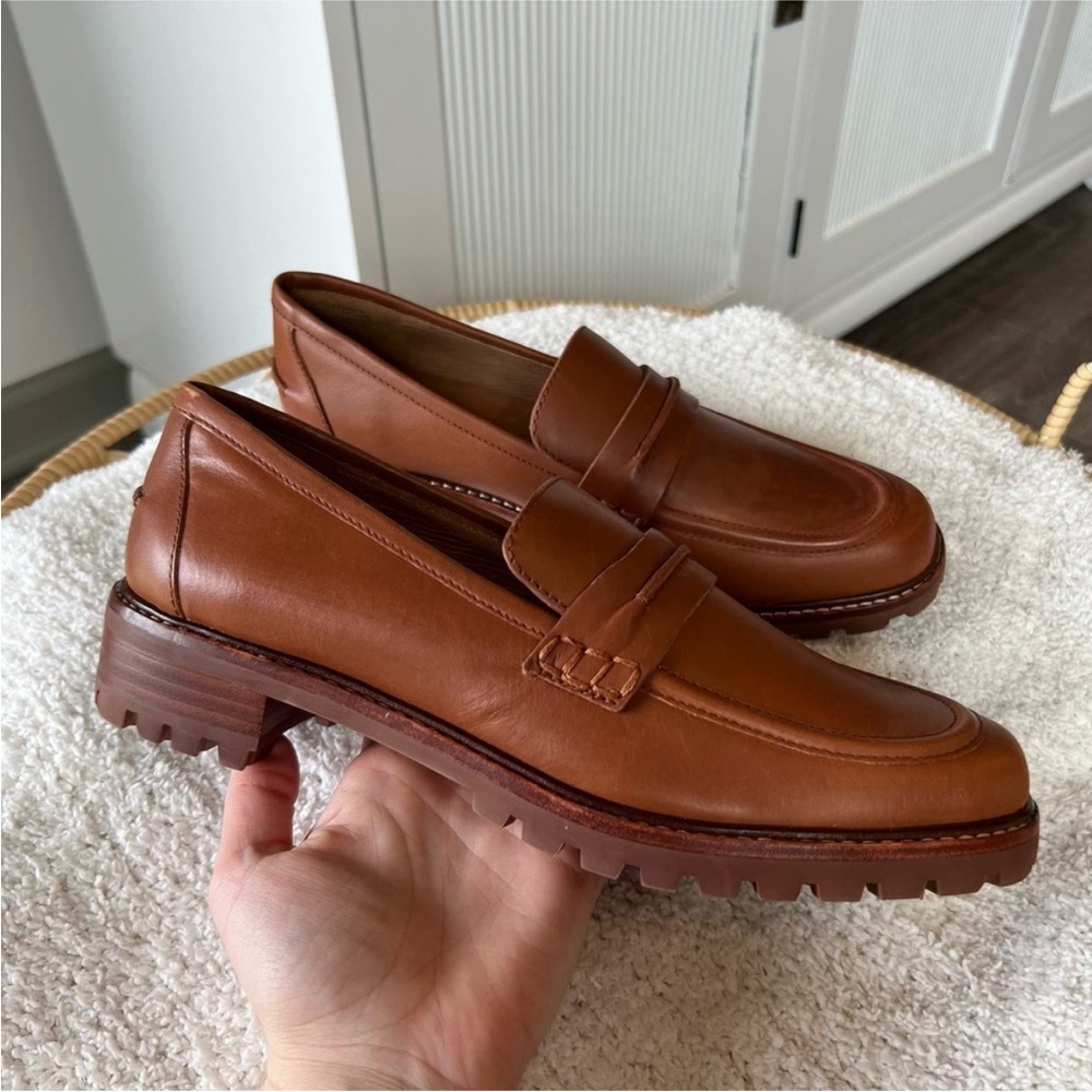 Madewell Brown Leather Lug Sole Penny Loafers - Picture 3 of 15